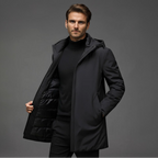 Men's Water- and Wind-Resistant Puffer Jacket with Detachable Hood