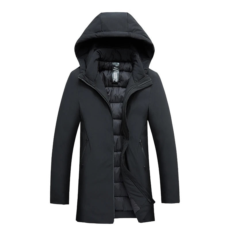 Men's Water- and Wind-Resistant Puffer Jacket with Detachable Hood