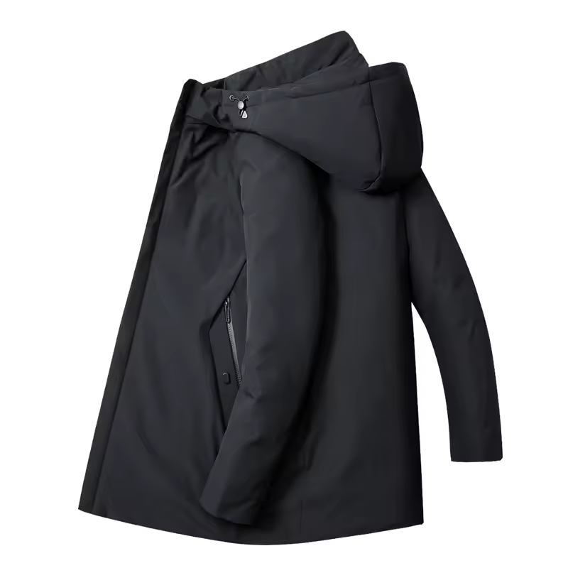 Men's Water- and Wind-Resistant Puffer Jacket with Detachable Hood