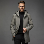 Men's Water- and Wind-Resistant Puffer Jacket with Detachable Hood