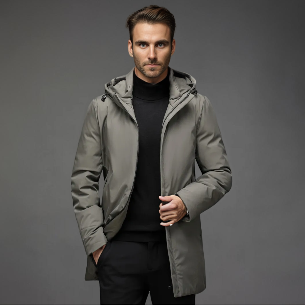 Men's Water- and Wind-Resistant Puffer Jacket with Detachable Hood