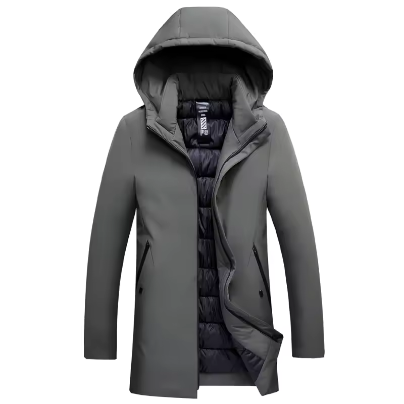 Men's Water- and Wind-Resistant Puffer Jacket with Detachable Hood