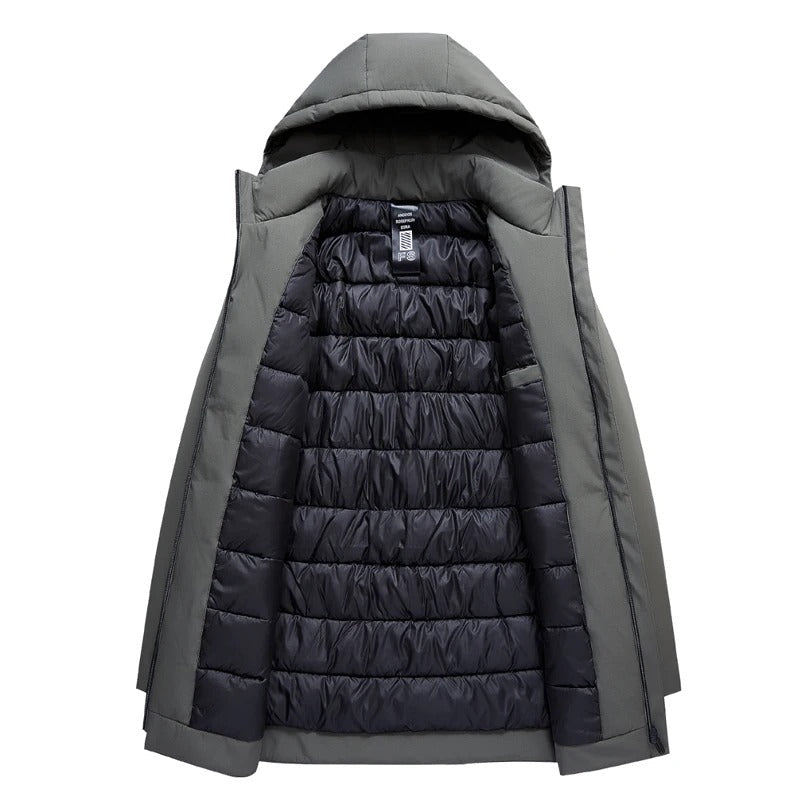 Men's Water- and Wind-Resistant Puffer Jacket with Detachable Hood