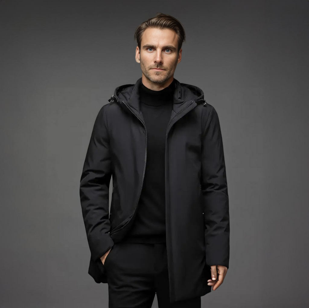 Men's Water- and Wind-Resistant Puffer Jacket with Detachable Hood