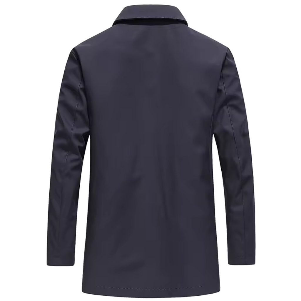 Men's Long Windproof Jacket for Autumn with Classic Collar