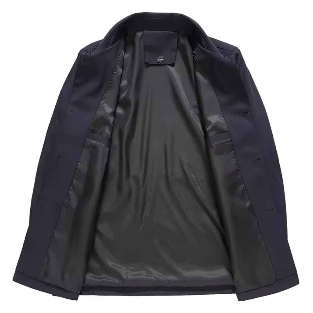 Men's Long Windproof Jacket for Autumn with Classic Collar