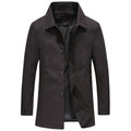 Men's Long Windproof Jacket for Autumn with Classic Collar