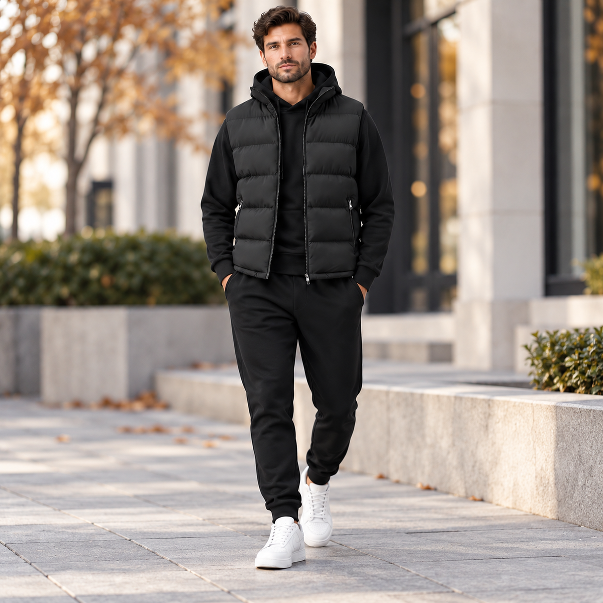 Men's Quilted Puffer Gilet with Zip Front