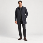 Men's Long Windproof Jacket for Autumn with Classic Collar