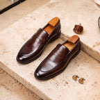 Men's Casual Leather Loafers - Comfortable Slip-On Dress Shoes