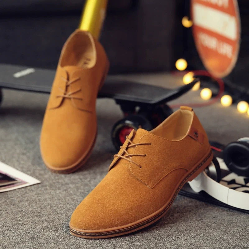 Men's Vegan Leather Derby Shoes - Structured Narrow Fit, Textured Finish