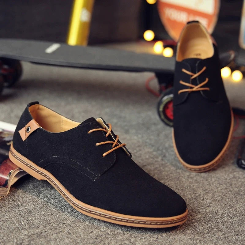 Men's Vegan Leather Derby Shoes - Structured Narrow Fit, Textured Finish