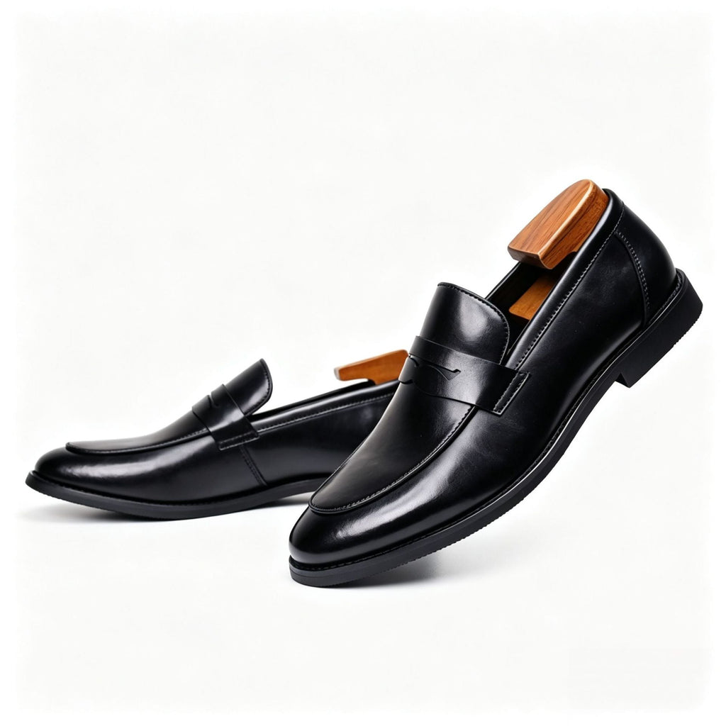 Men's Casual Leather Loafers - Comfortable Slip-On Dress Shoes