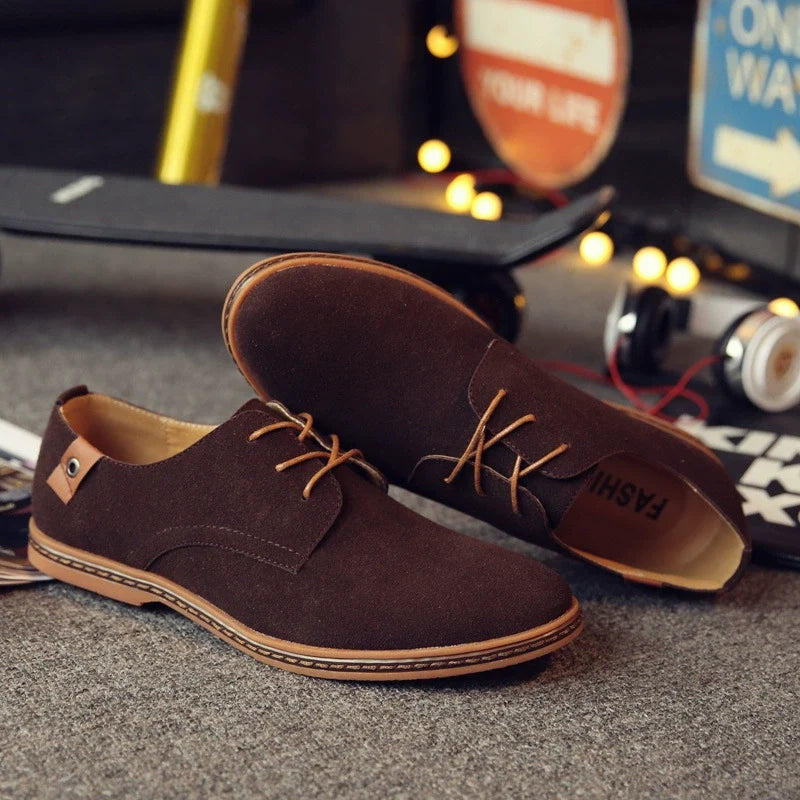 Men's Vegan Leather Derby Shoes - Structured Narrow Fit, Textured Finish