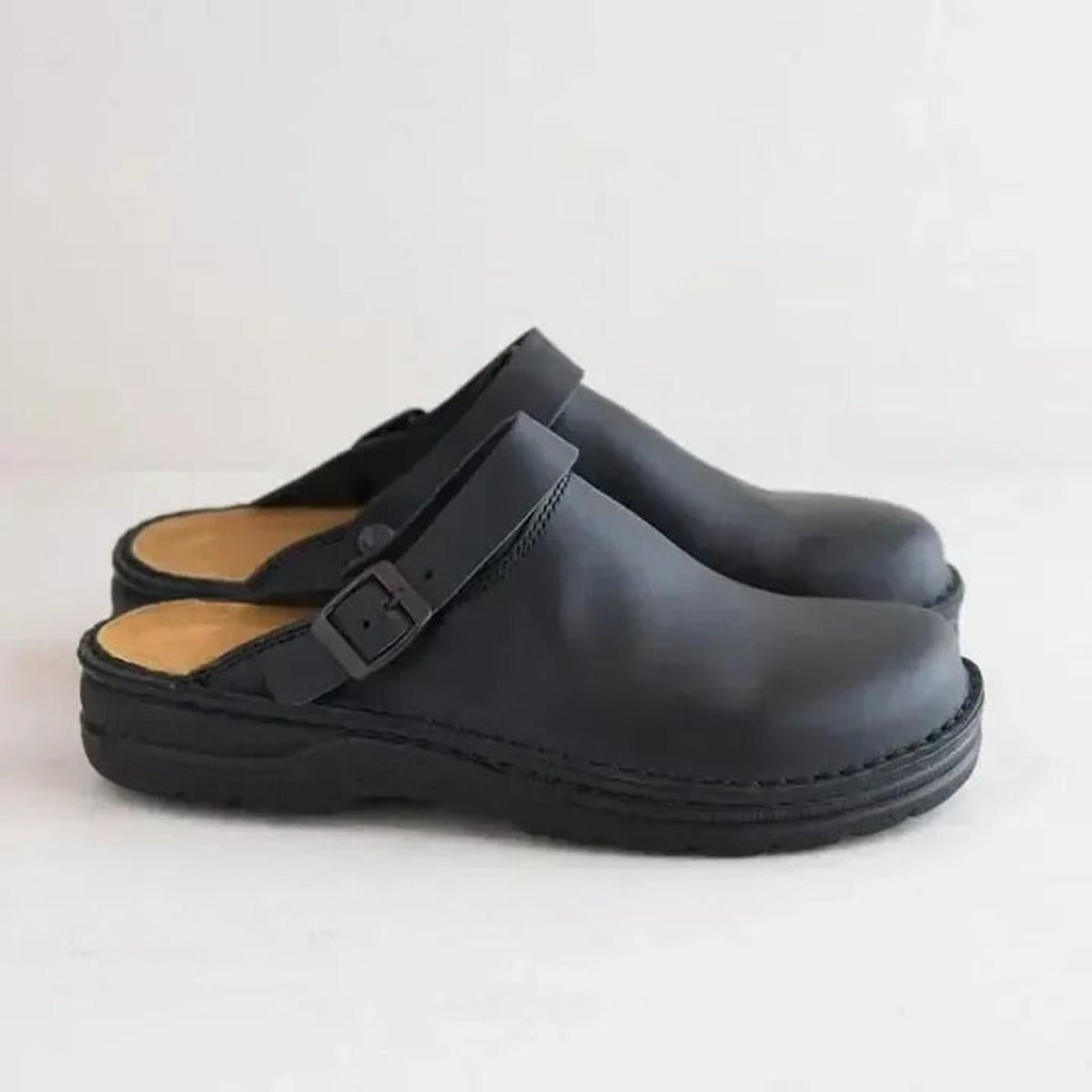 Men's Leather Arch Support Slippers for Plantar Fasciitis