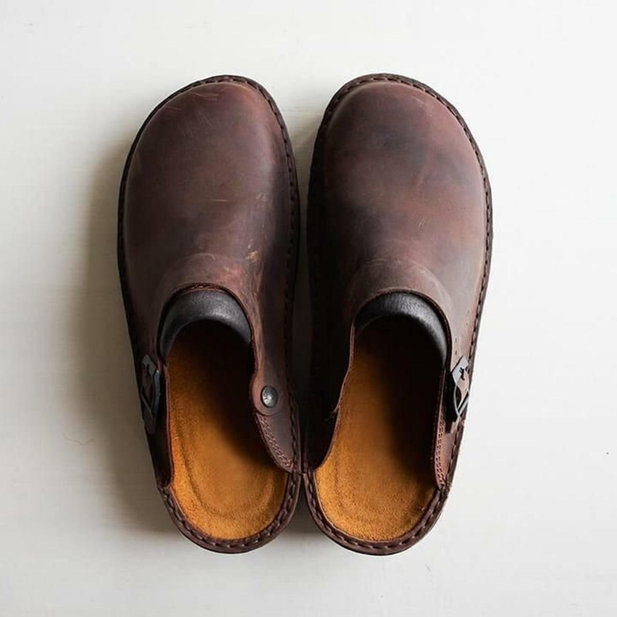 Men's Leather Arch Support Slippers for Plantar Fasciitis