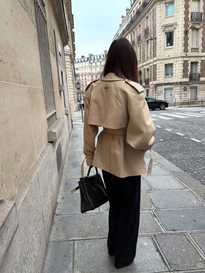 Women's Short Double-Breasted Trench Coat with Belt