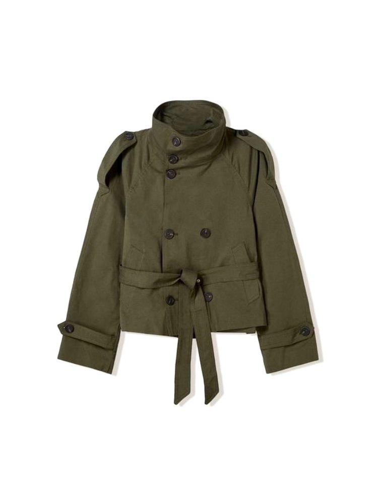 Women's Short Double-Breasted Trench Coat with Belt