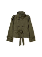 Women's Short Double-Breasted Trench Coat with Belt