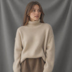 Women's Cashmere Oversized Roll Neck Jumper for Autumn Layering