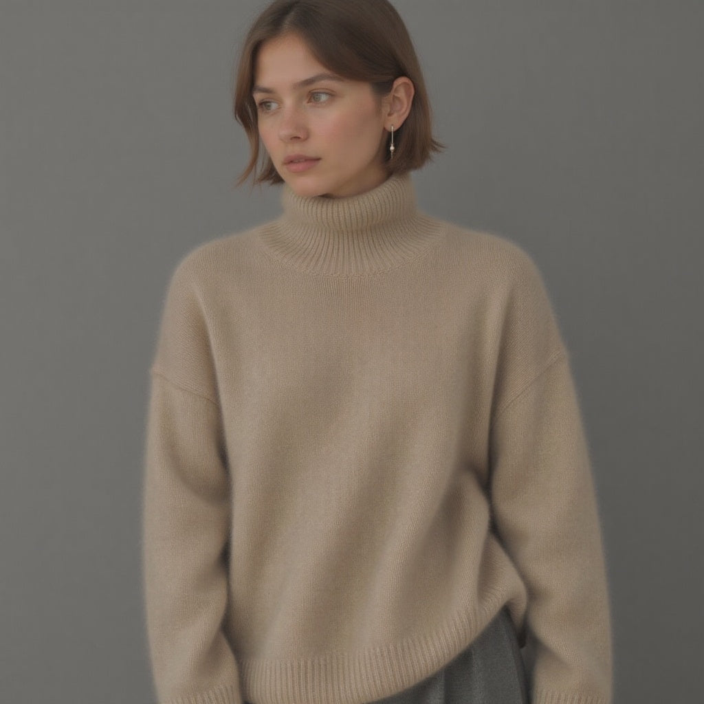Women's Cashmere Oversized Roll Neck Jumper for Autumn Layering