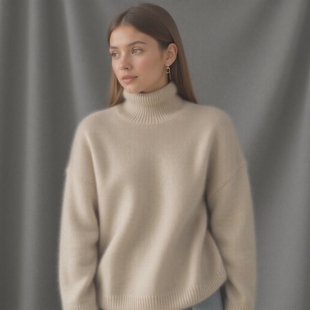 Women's Cashmere Oversized Roll Neck Jumper for Autumn Layering