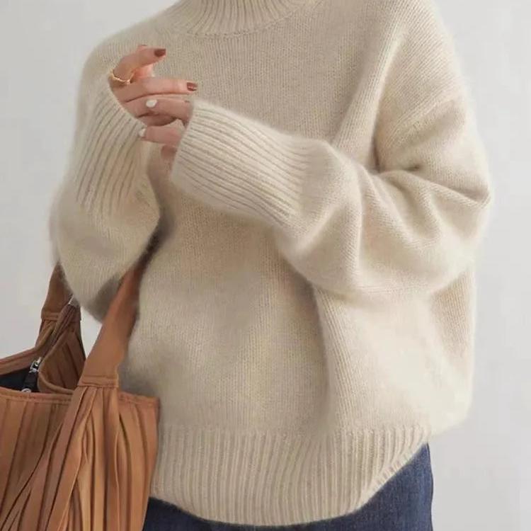Women's Cashmere Oversized Roll Neck Jumper for Autumn Layering