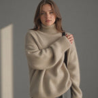 Women's Cashmere Oversized Roll Neck Jumper for Autumn Layering