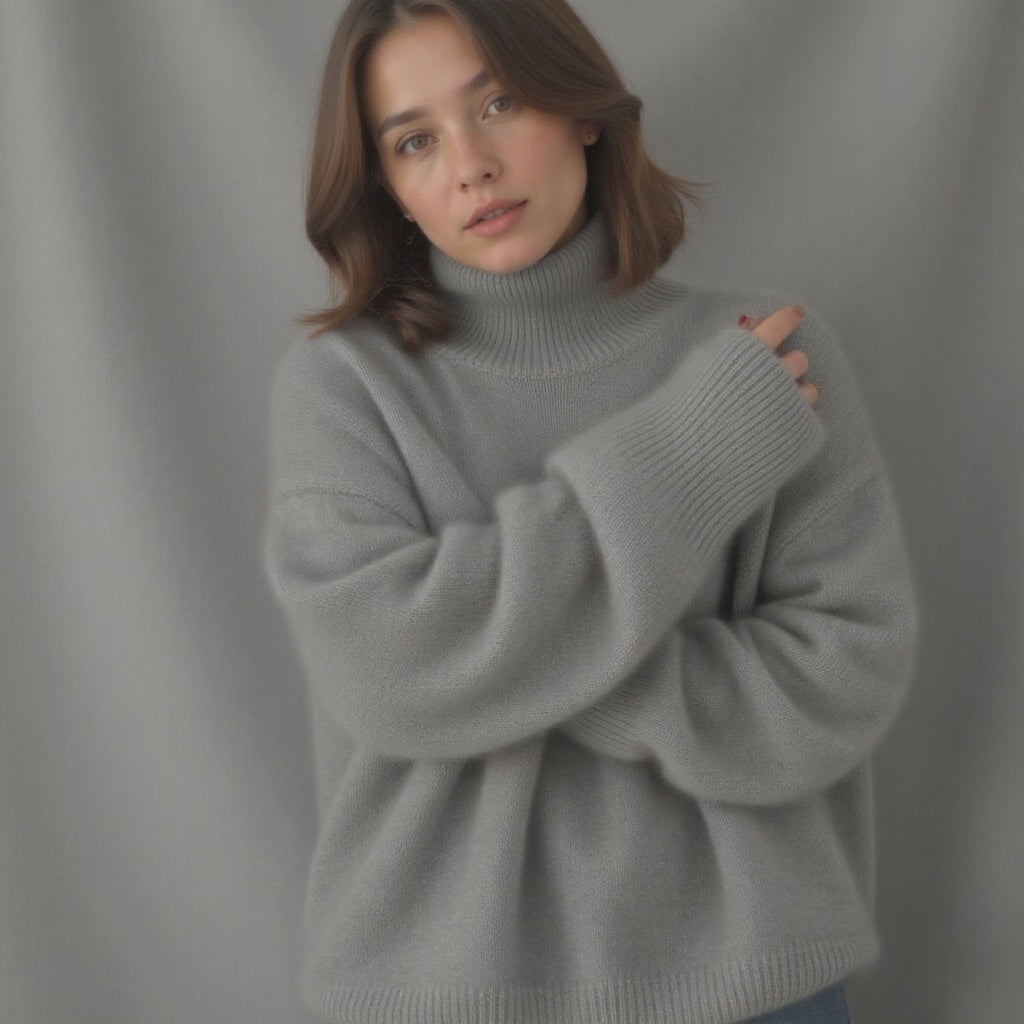 Women's Cashmere Oversized Roll Neck Jumper for Autumn Layering