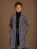 Women's Vintage Suede Longline Coat - Long Button Up Trench Jacket