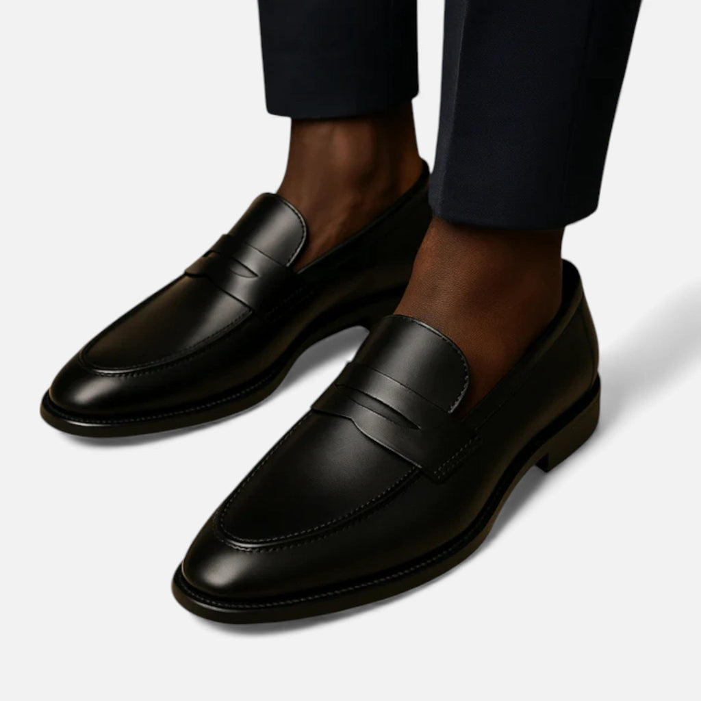 Men's Casual Leather Loafers - Comfortable Slip-On Dress Shoes