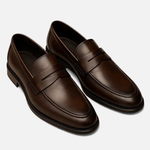 Men's Casual Leather Loafers - Comfortable Slip-On Dress Shoes