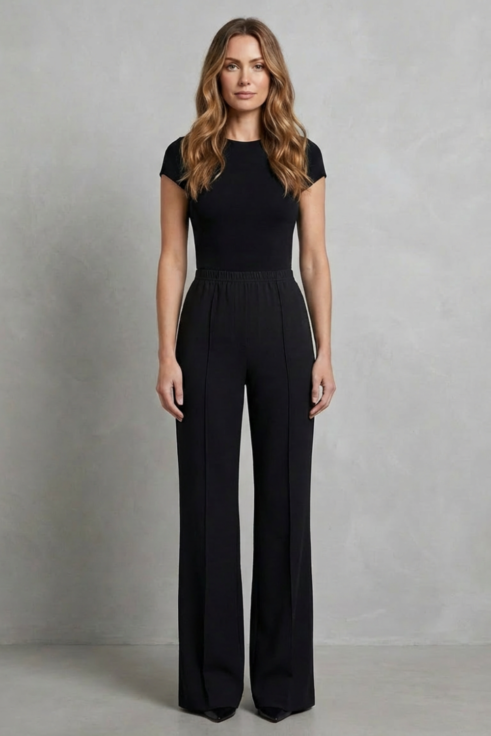 Women Wide Leg Trousers with Elastic Waist for Effortless Style