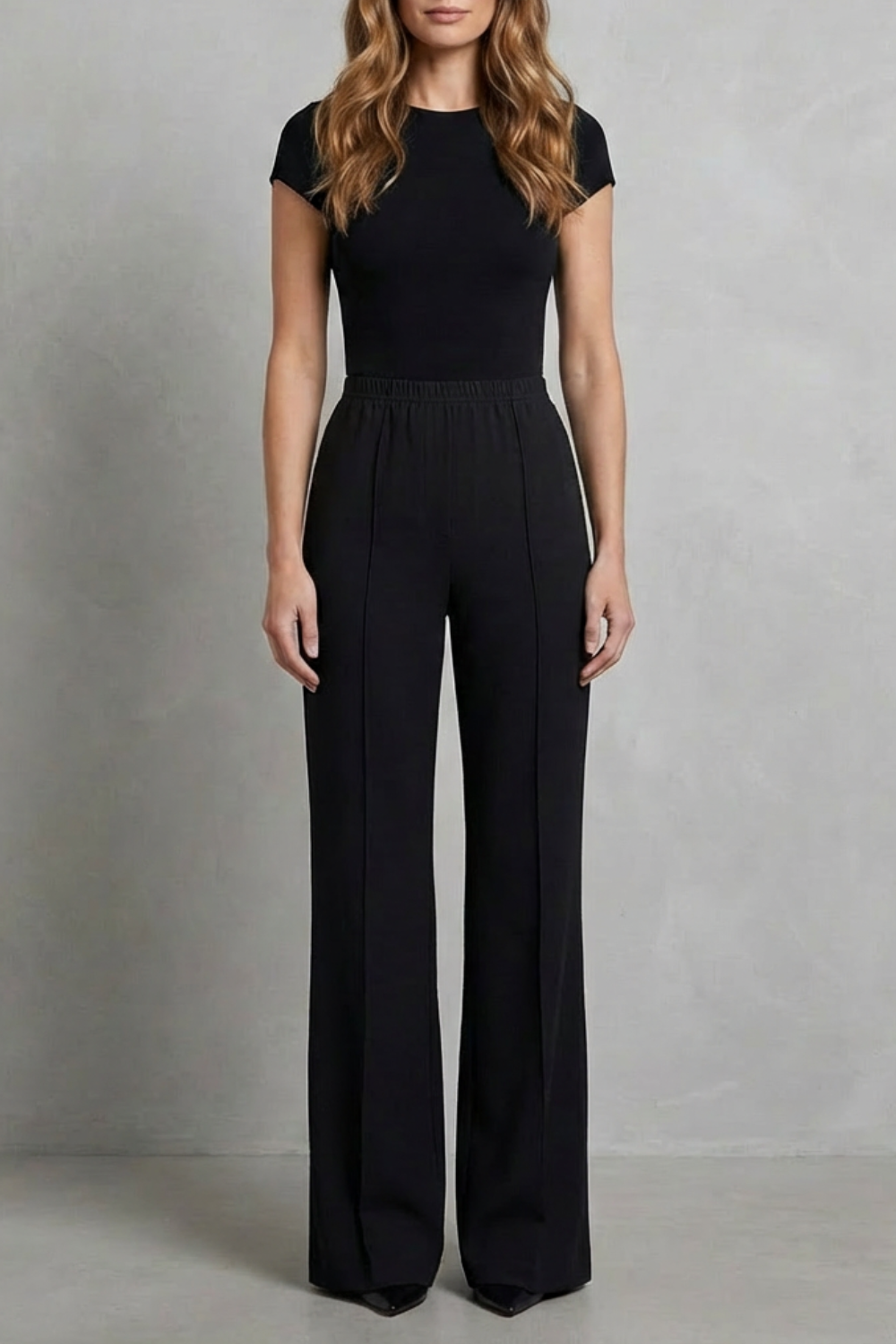 Women Wide Leg Trousers with Elastic Waist for Effortless Style