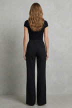 Women Wide Leg Trousers with Elastic Waist for Effortless Style