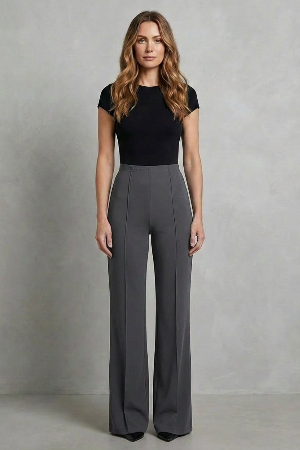 Women Wide Leg Trousers with Elastic Waist for Effortless Style