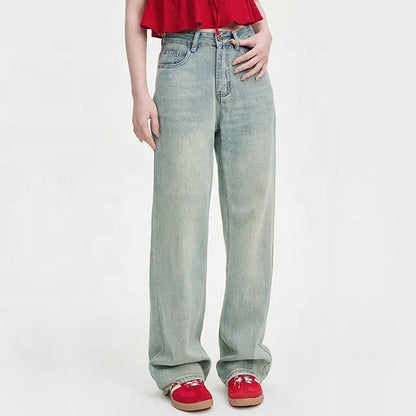 Wide-Leg Light Wash Jeans in Pale Blue
