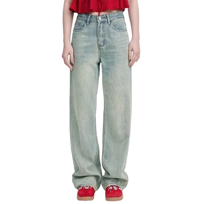 Wide-Leg Light Wash Jeans in Pale Blue