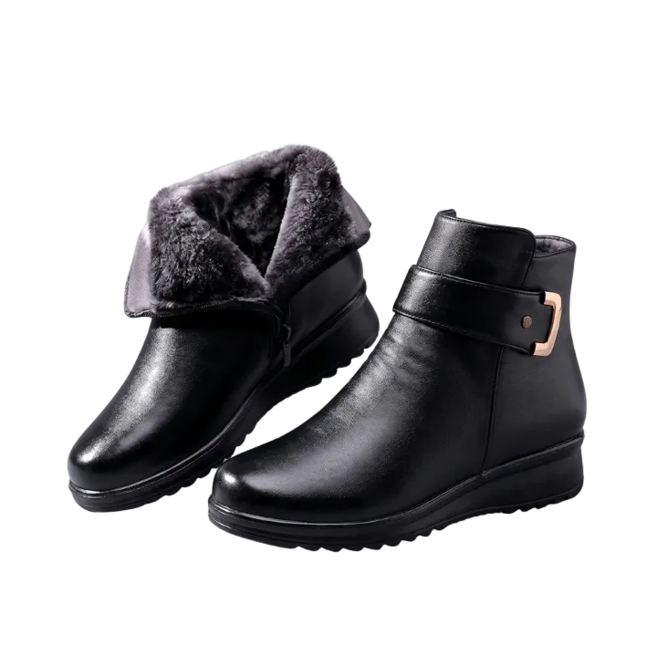 Women's Ankle Boots Leather Wide Fit Arch Support Grip Sole