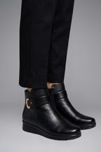 Women's Ankle Boots Leather Wide Fit Arch Support Grip Sole