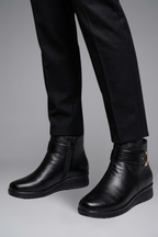 Women's Ankle Boots Leather Wide Fit Arch Support Grip Sole