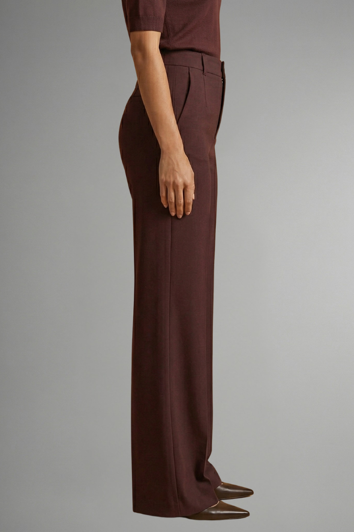 Womens High Waisted Straight Leg Trousers - Comfortable Pull-OnC