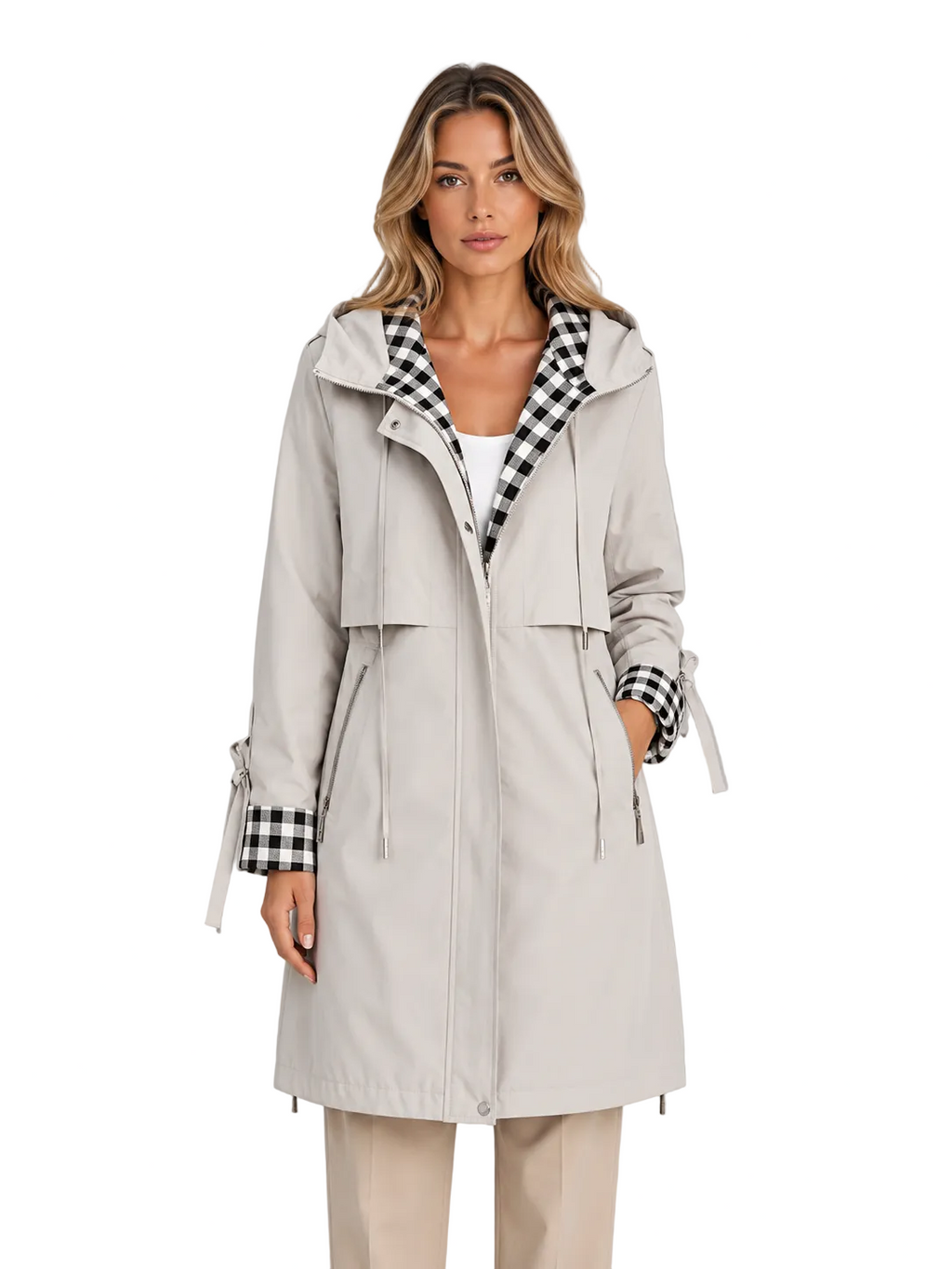 Hooded Longline Parka Coat – Lightweight Zip-Up Jacket for All Seasons