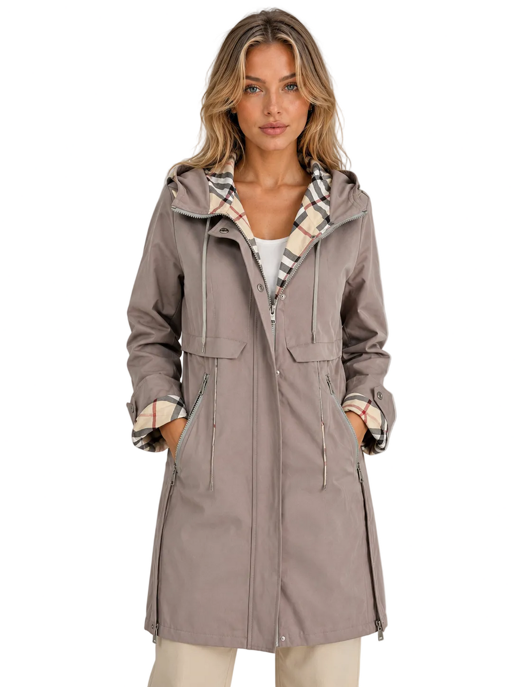 Hooded Longline Parka Coat – Lightweight Zip-Up Jacket for All Seasons