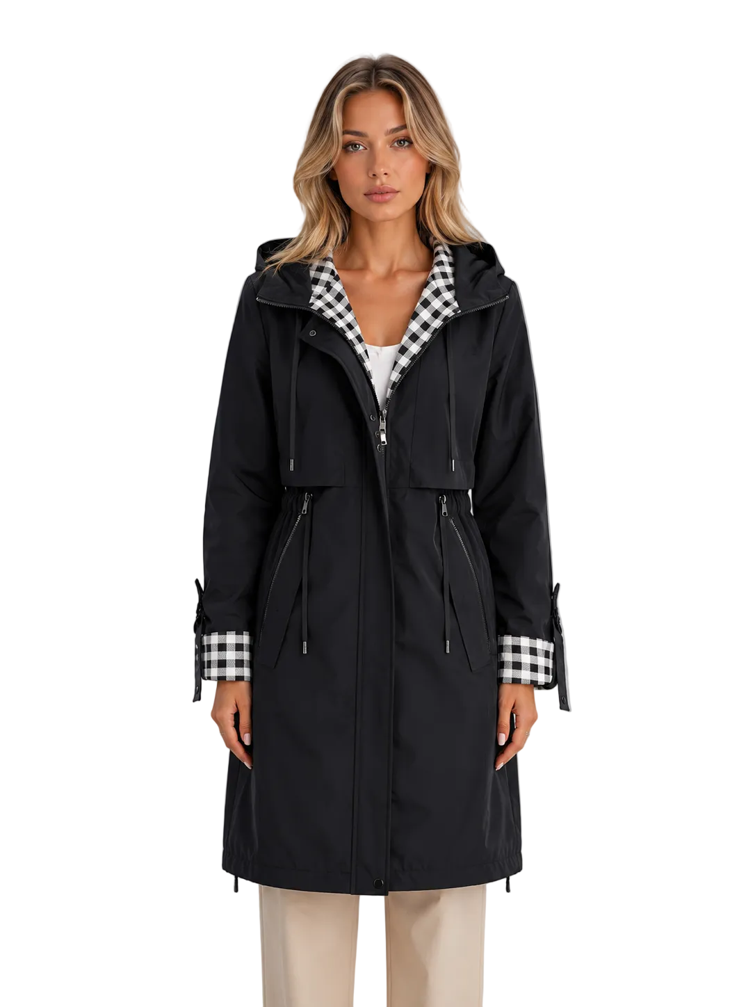 Hooded Longline Parka Coat – Lightweight Zip-Up Jacket for All Seasons