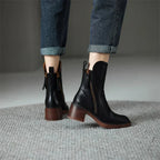 Women’s Zip-Up Ankle Boots with Block Heel and Side Zipper Detail