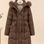 Women’s Long-Sleeve Faux Puffer Jacket, Slim Fit Warm Coat