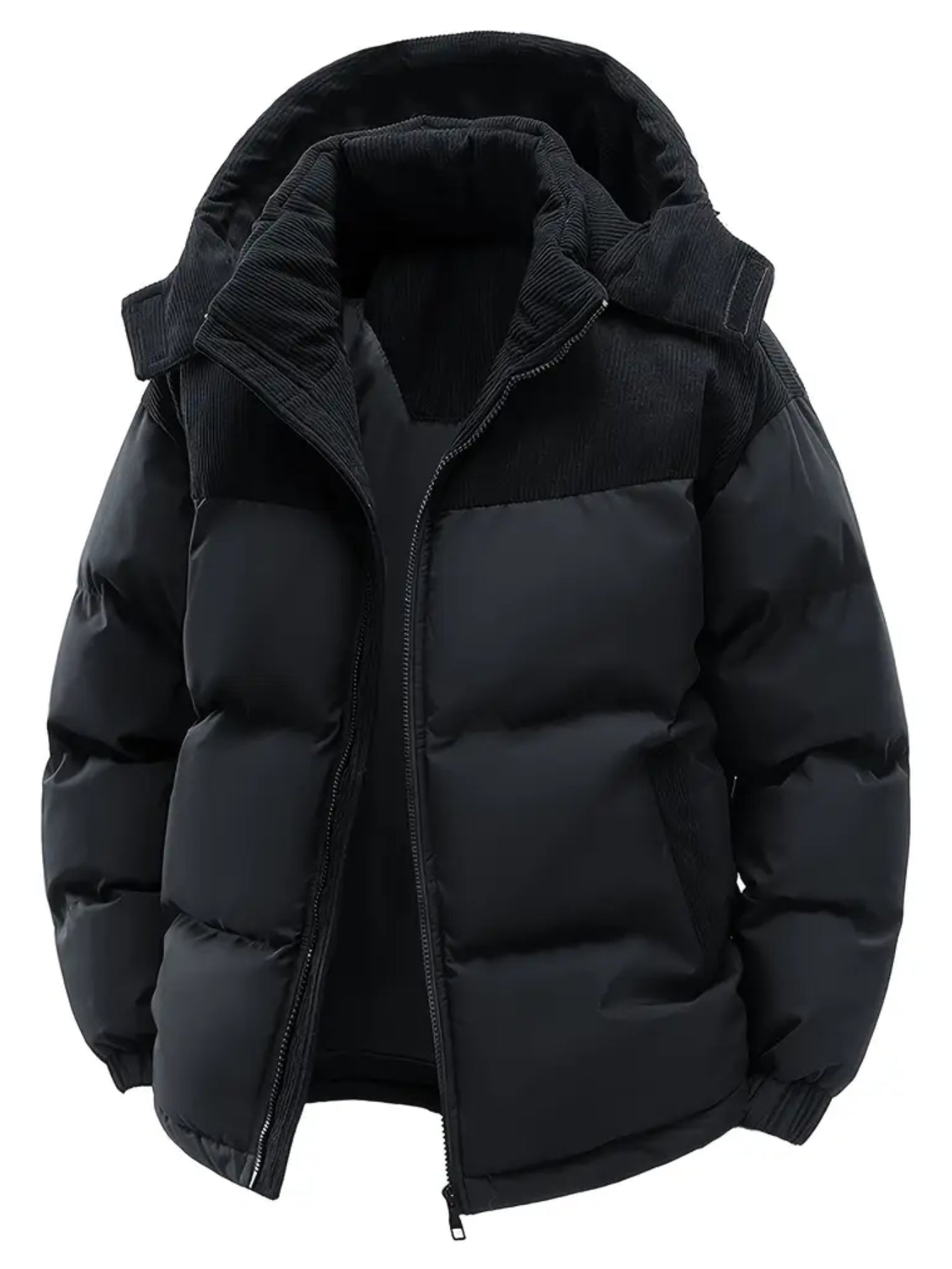 Men'S Fall Winter Thick Corduroy Jacket Casual Warm Coat - Hooded Jacket