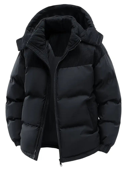 Men'S Fall Winter Thick Corduroy Jacket Casual Warm Coat - Hooded Jacket