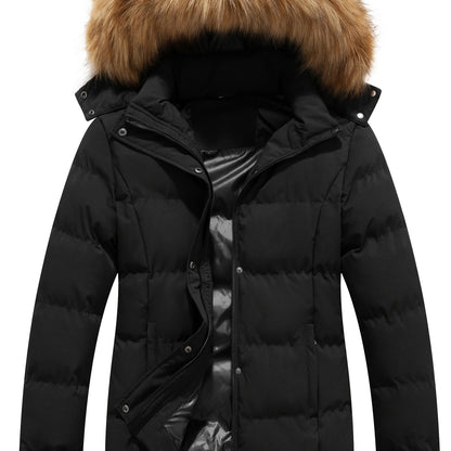 Women’s Quilted Puffer Jacket with Removable Hood, Warm Winter Coat